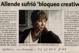 I. Allende sufrió 'bloqueo creativo'.  [artículo]