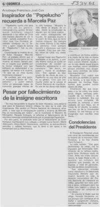 Inspirador de "Papelucho" recuerda a Marcela Paz.