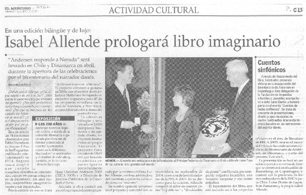 Isabel Allende prologará libro imaginario