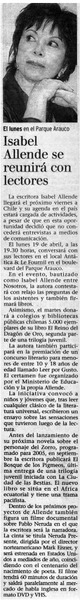Isabel Allende se reunirá con lectores.