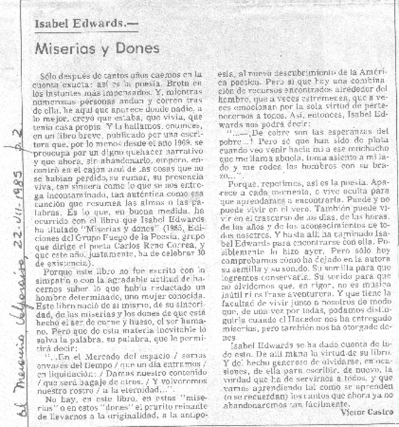 Isabel Edwards Miserias y dones