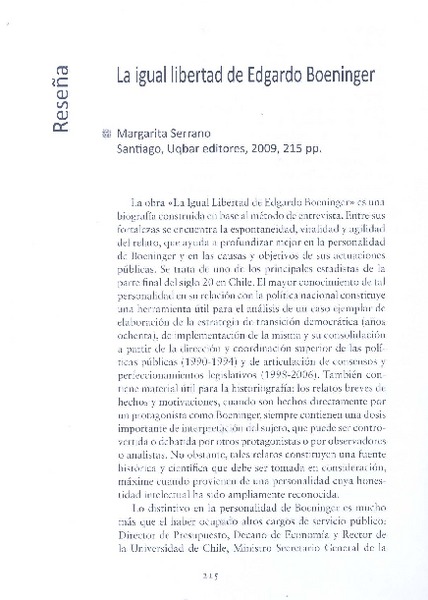 la igual libertad de Edgardo Boeninger