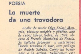 La muerte de una trovadora.