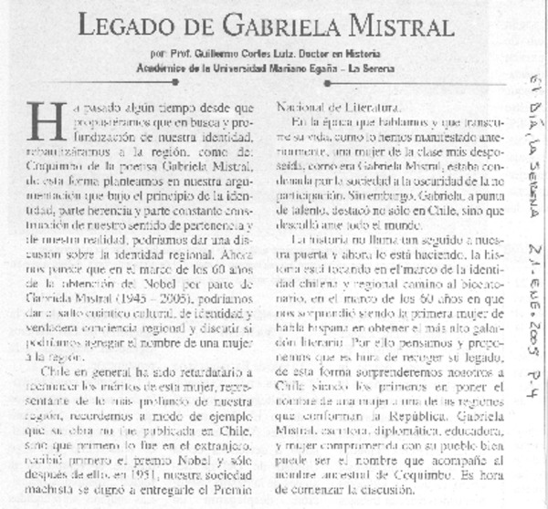 Legado de Gabriela Mistral