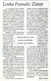 Lenka Franulic Zlatar  [artículo] Miguel Laborde.