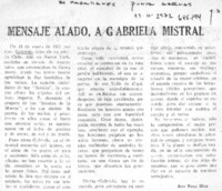 Mensaje alado, a Gabriela Mistral