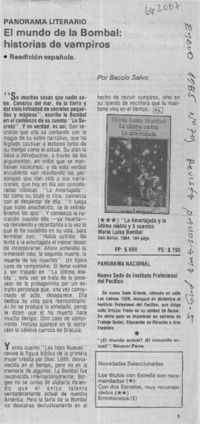 Mundo de la Bombal, historias de vampiros  [artículo] Baccio Salvo.