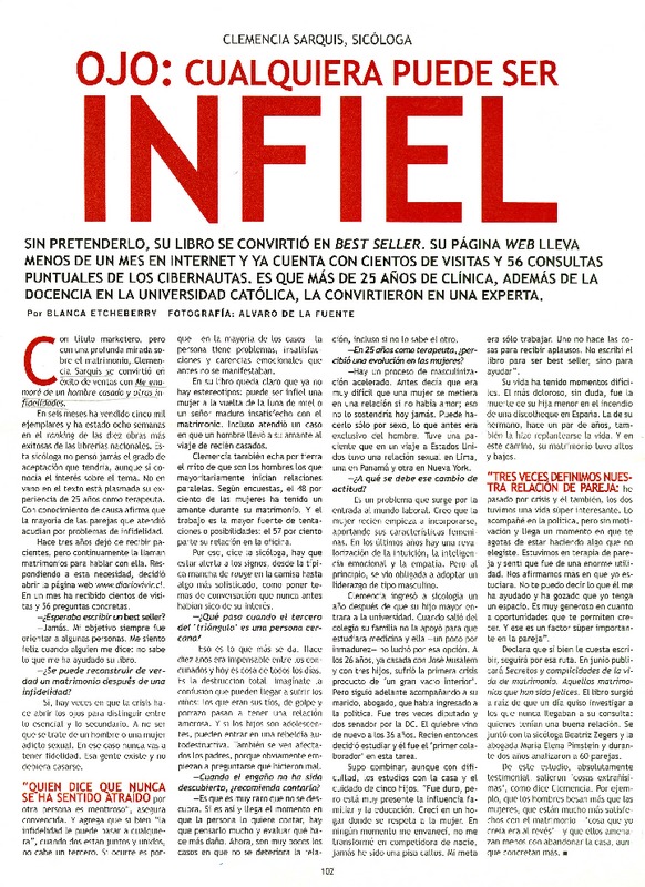 Ojo cualquiera puede ser infiel [entrevista] [artículo] : Blanca Etcheberry.