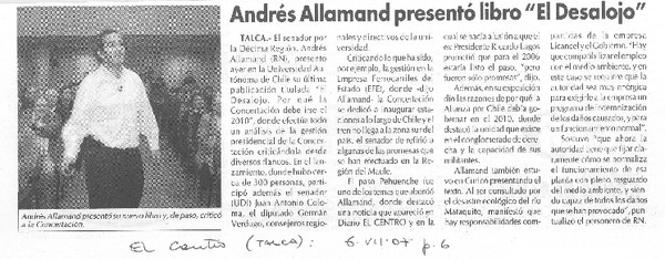 Andrés Allamand presentó libro "El Desalojo"