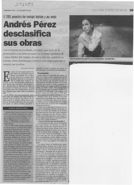 Andrés Pérez desclasifica sus obras  [artículo] Leopoldo Pulgar