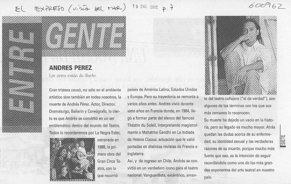Andrés Pérez, las artes están de duelo  [artículo]