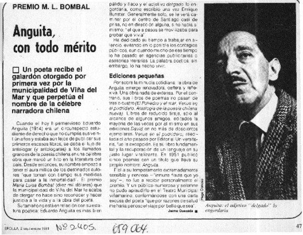 Anguita, con todo mérito  [artículo] Jaime Quezada.
