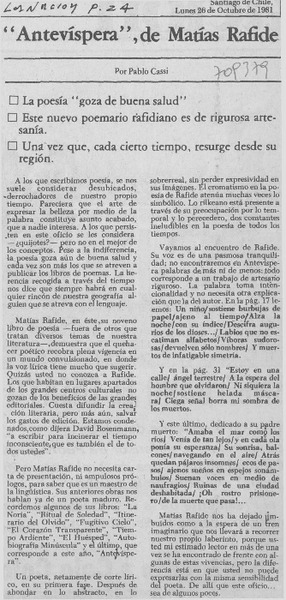 Antevíspera", de Matías Rafide