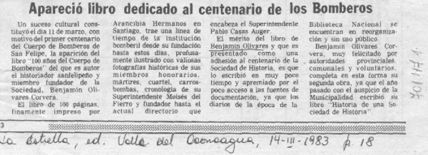Apareció libro dedicado al centenario de los bomberos.