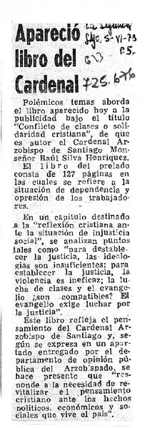 Apareció libro del Cardenal.