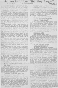 Armando Uribe, "no hay lugar"