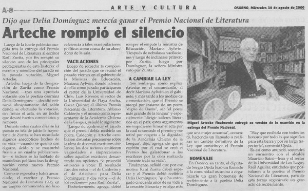 Arteche rompió el silencio