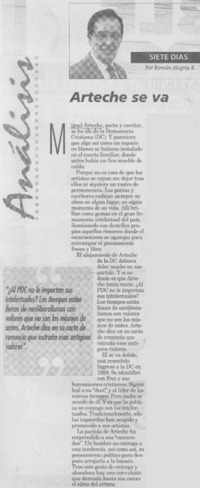 Arteche se va