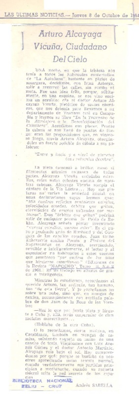 Arturo Alcayaga Vicuña, ciudadano del cielo