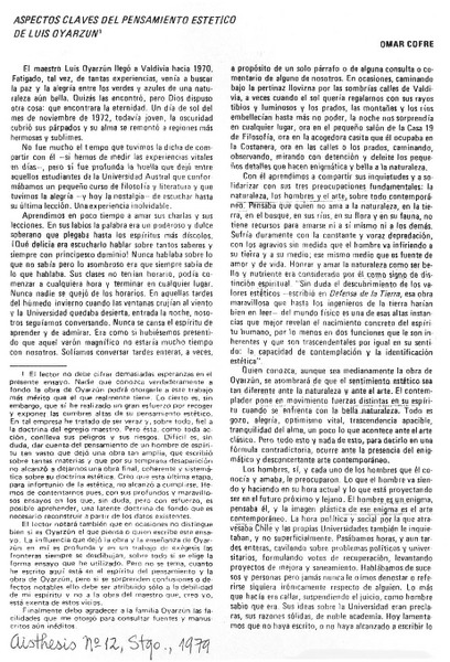 Aspectos claves del pensamiento estético de Luis Oyarzún