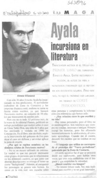 Ayala incursiona en literatura