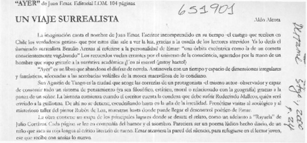Ayer  [artículo] Aldo Alcota
