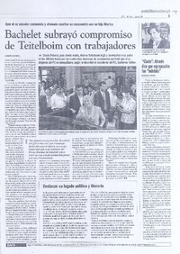 Bachelet subrayó compromiso de Teitelboim con trabajadores