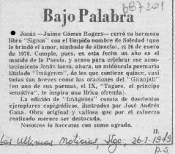 Bajo palabra.