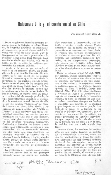 Baldomero Lillo y el cuento social en Chile