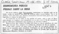 Barrenechea publica poemas sobre la India.  [artículo]