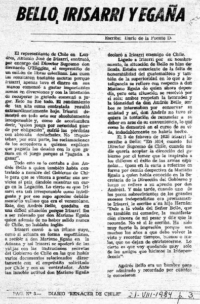Bello, Irisarri y Egaña