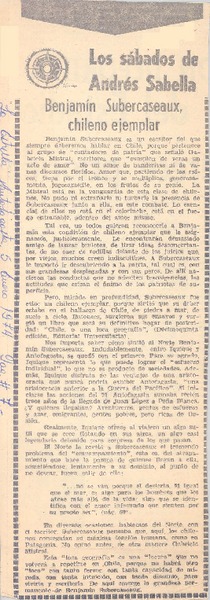 Benjamín Subercaseaux chileno ejemplar