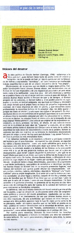 Bitácora del desamor  [artículo] F. R.