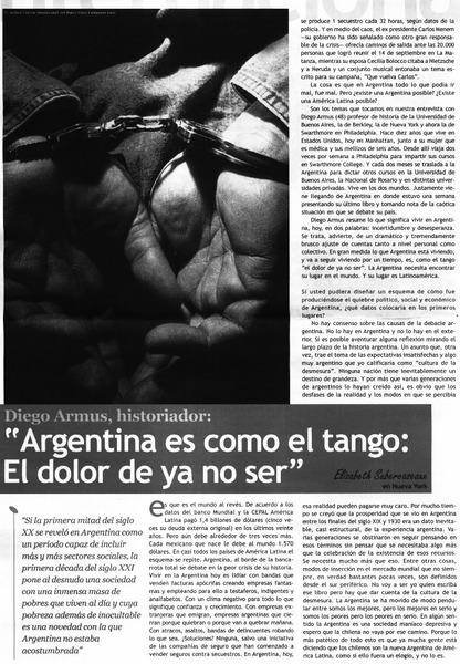 Argentina es como el tango, el dolor de ya no ser"