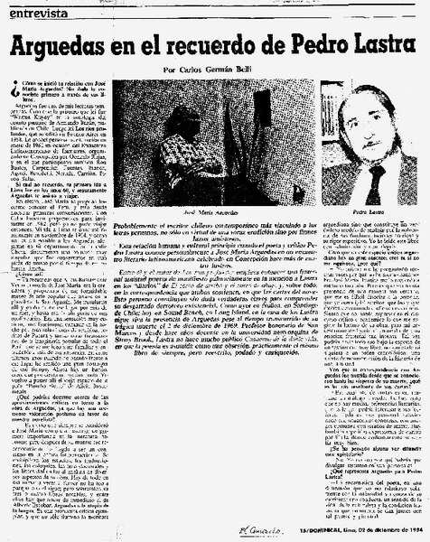 Arguedas en el recuerdo de Pedro Lastra