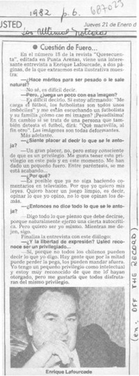 Cuestión de fuero... : [entrevista]