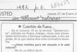 Cuestión de fuero... : [entrevista]