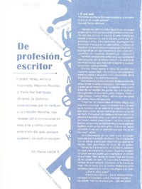 De profesión, escritor (entrevista)  [artículo] Flavia Labbé S.