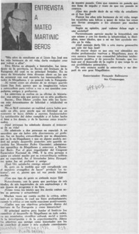 Entrevista a Mateo Martinic Beros : [entrevista]