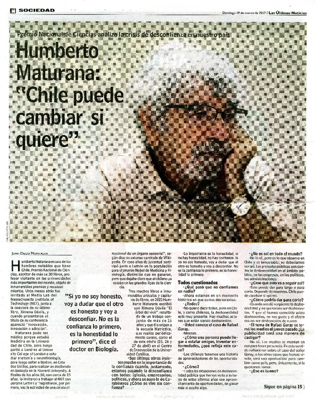 Humberto Maturana: "Chile puede cambiar si quiere" [entrevista]  [artículo] Juan Diego Montalva.