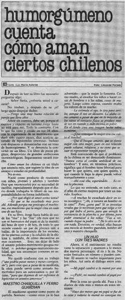 Humorgúmeno cuenta cómo aman ciertos chilenos : [entrevistas]