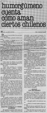 Humorgúmeno cuenta cómo aman ciertos chilenos : [entrevistas]