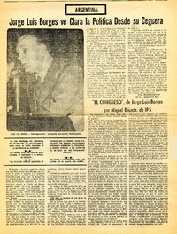 jorge Luis Borges ve clara la política desde su ceguera (entrevista)  [artículo] Juan Lobato.