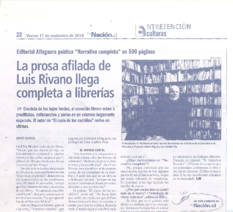 La prosa afilada de Luis rivano llega completa a librerías (entrevista)