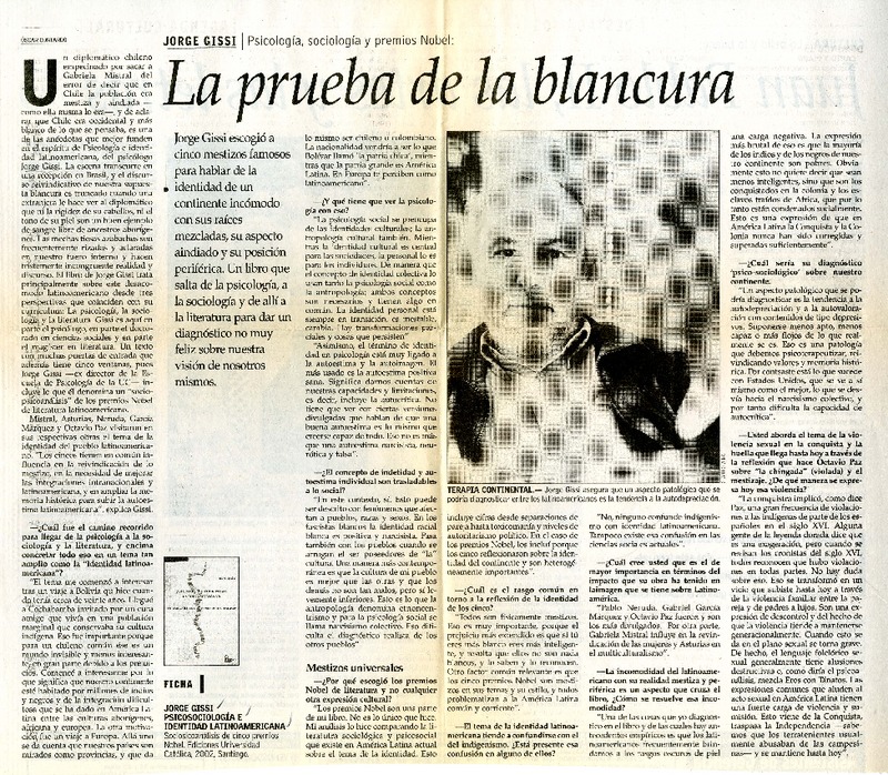 La Prueba de la blancura  [artículo] Oscar Contardo.