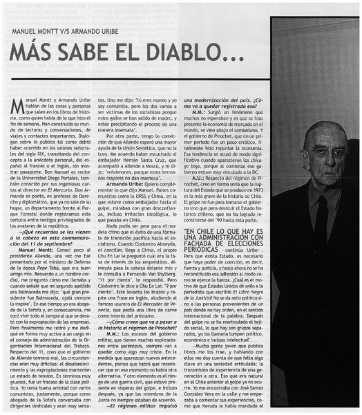 Más sabel el diablo... : [entrevistas]