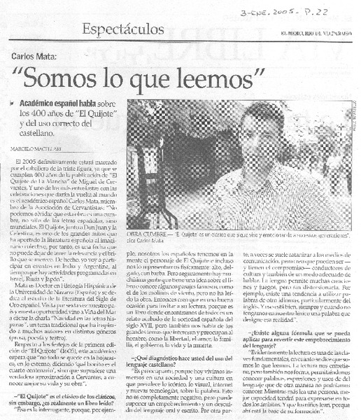Mata Carlos : "somos lo que leemos"