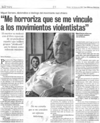 Me horroriza que se me vincule a los movimientos violentistas