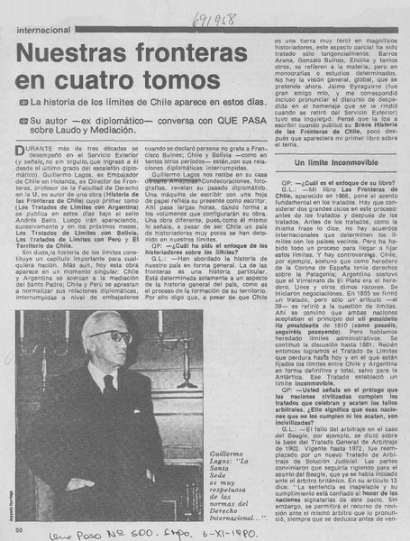 Nuestras fronteras en cuatro tomos :_ [Entrevista]