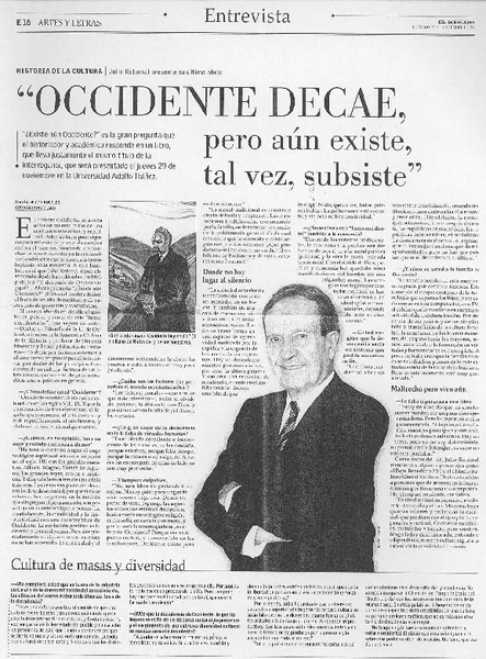 Occidente decae, pero aún existe, subsiste (entrevista)